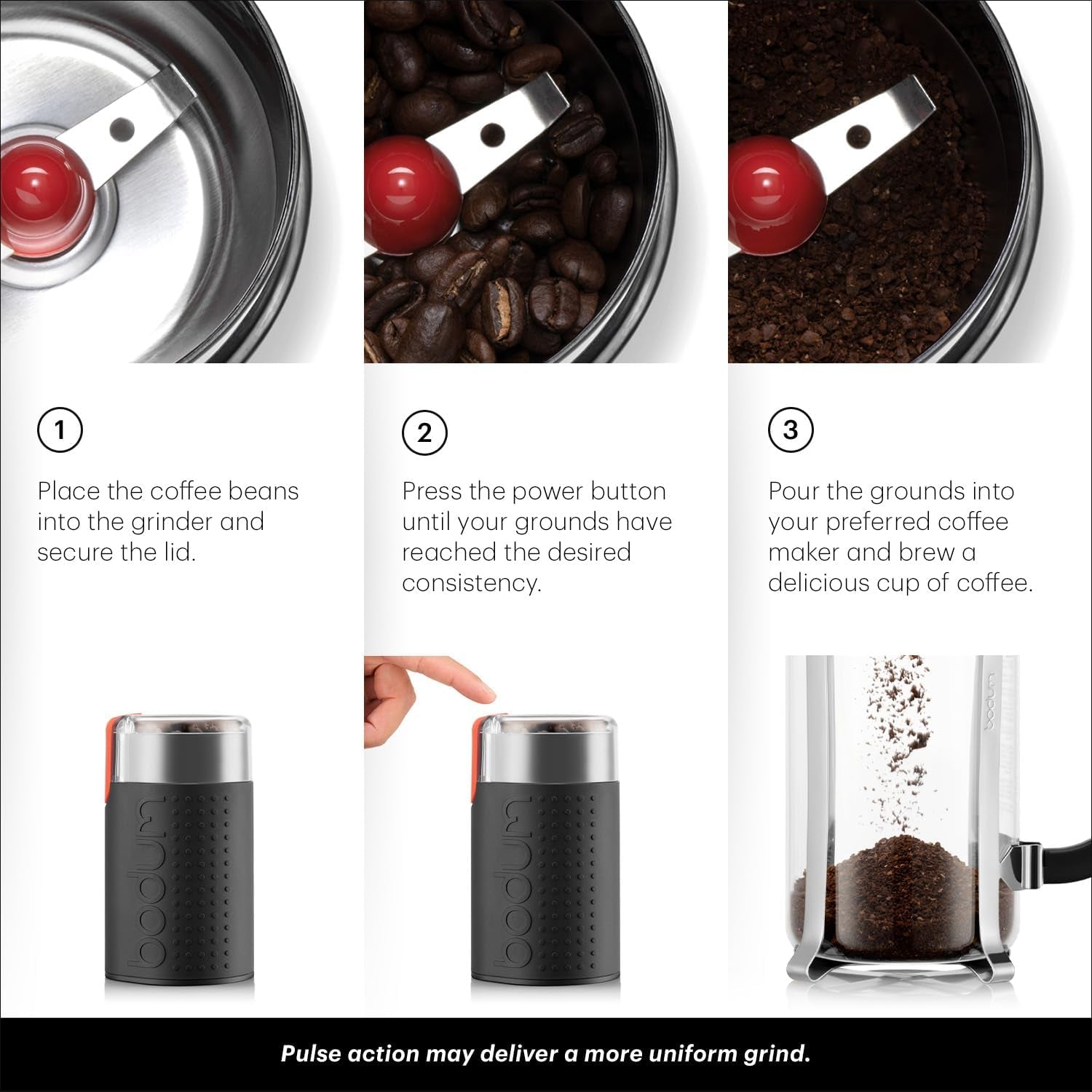 Bodum Bistro Electric Blade Coffee Grinder and Spice Grinde Black