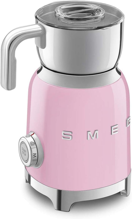 SMEG Retro 50'S Style Milk Frother with 2 Disks 6 Preset Programs Hot or Cold Frothing and Induction Heating (Pink)