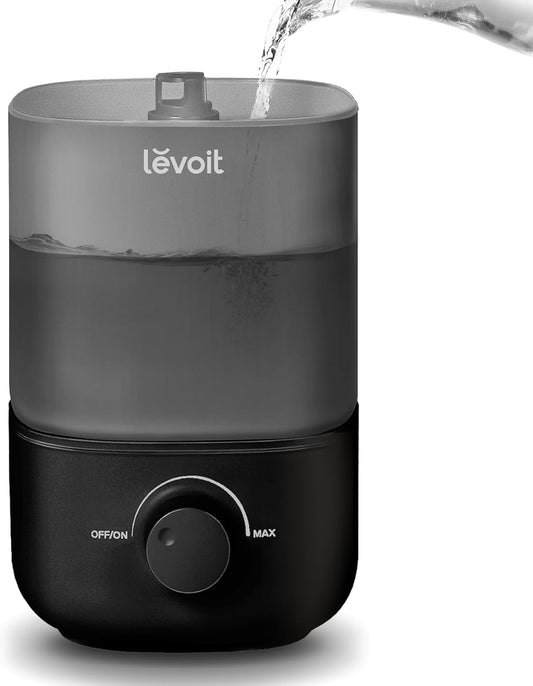 LEVOIT Classic 160 Top-Fill Ultrasonic Cool Mist Humidifier, Super Easy to Fill and Clean, Quiet Operation for Bedroom Home Baby & Plants, Auto Shut-Off for Safety, 360° Rotating Nozzle, 2.5L, Black