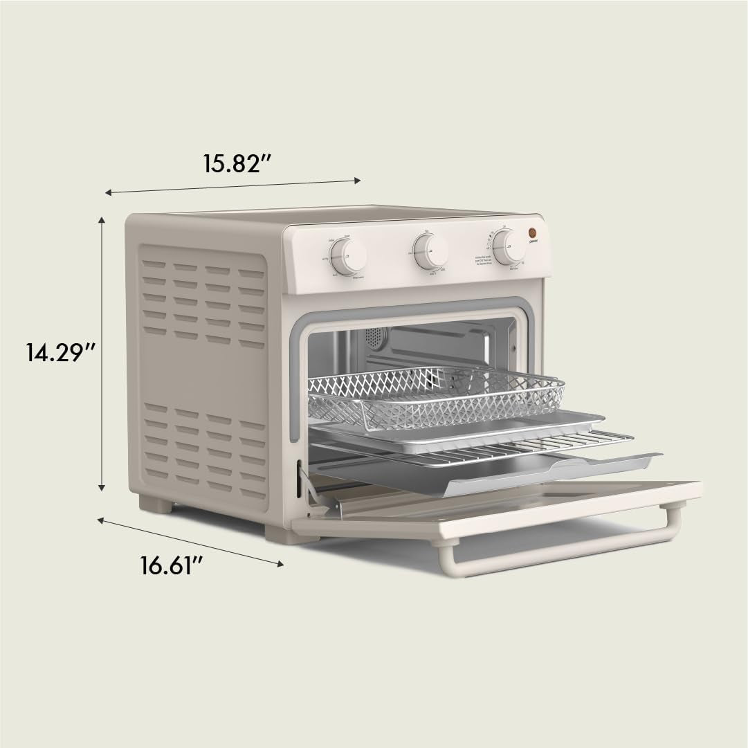 Bella Air Fry Toaster Oven, 7 Preset Cooking Options, Dishwasher-Safe Evergood Coated Trays Included, 60-Minute Auto Shutoff W Audible Timer, Power Indicator Light, 1700 Watt, Oatmilk