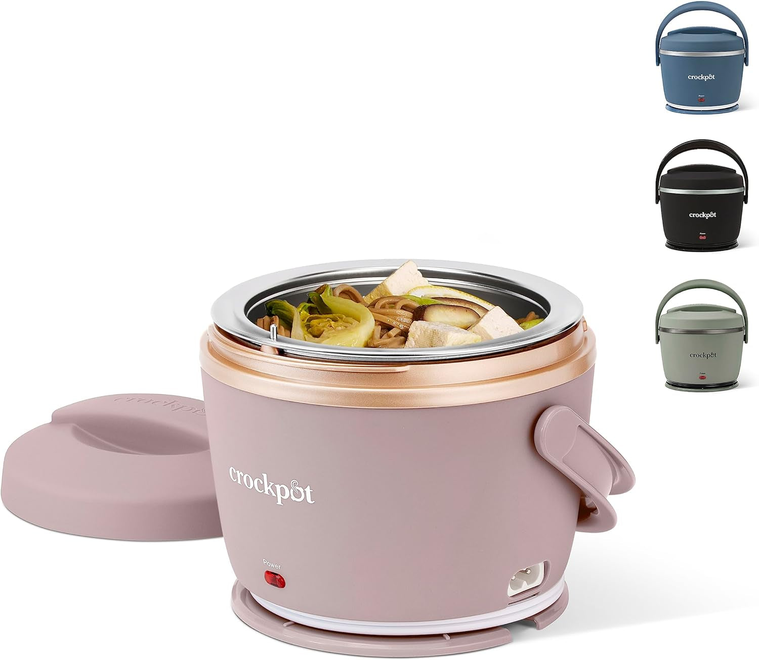 Crock-Pot 20-Ounce Electric Lunch Box, Portable Food Warmer, Blush Pink | Perfect for Travel, Car, On-The-Go | Spill-Free, Dishwasher-Safe