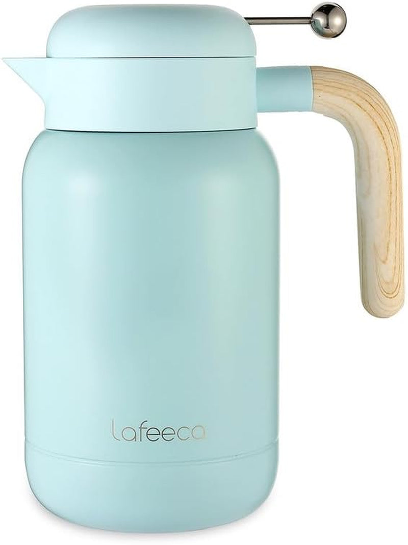 Aura Thermal Coffee Carafe Tea Pot for Keeping Hot & Iced Cold - Vacuum Insulated - Thermos Water Pitcher - Beverage Dispenser - Cool Touch Handle & Lid - BPA Free - 1.5 Liter - Blue