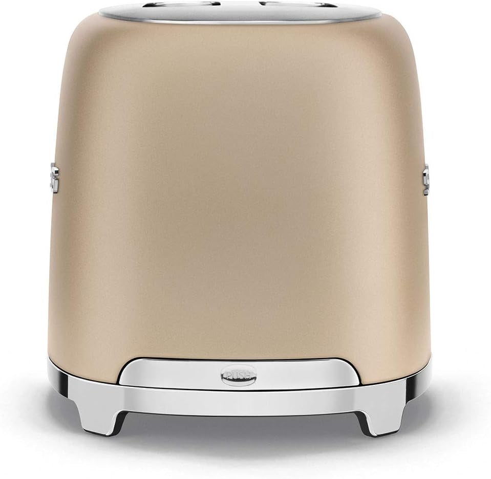 SMEG 2 Slice Toaster with 6 Presets and Defrost Function and Removable Crumb Tray TSF01CHMUS, Matte Champagne