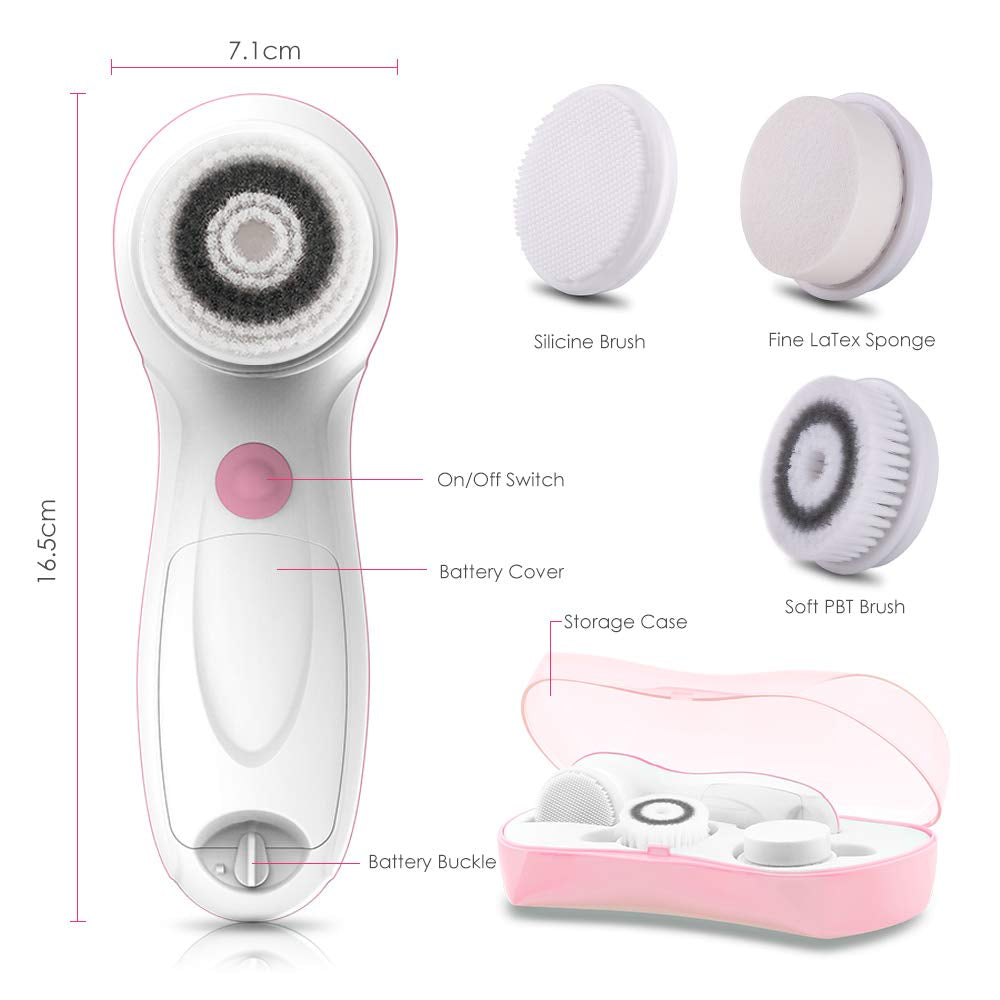 Touchbeauty Facial Cleansing & Exfoliator Brush Set 3 Professional Cleansing Brush Heads |Waterproof