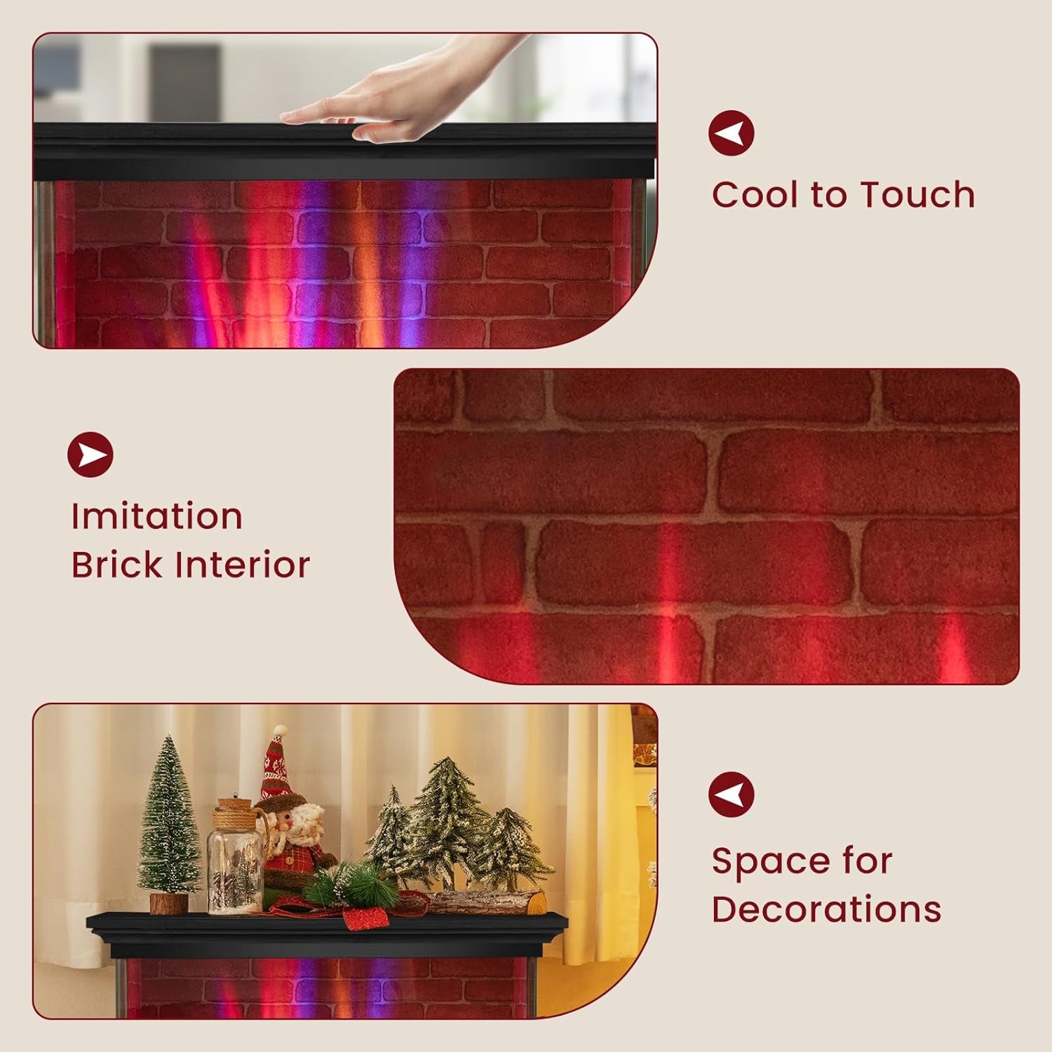 SIMOE Electric Fireplace 3D Flame & 7 Flame Colors Overheat Protection & Remote Control & Timer