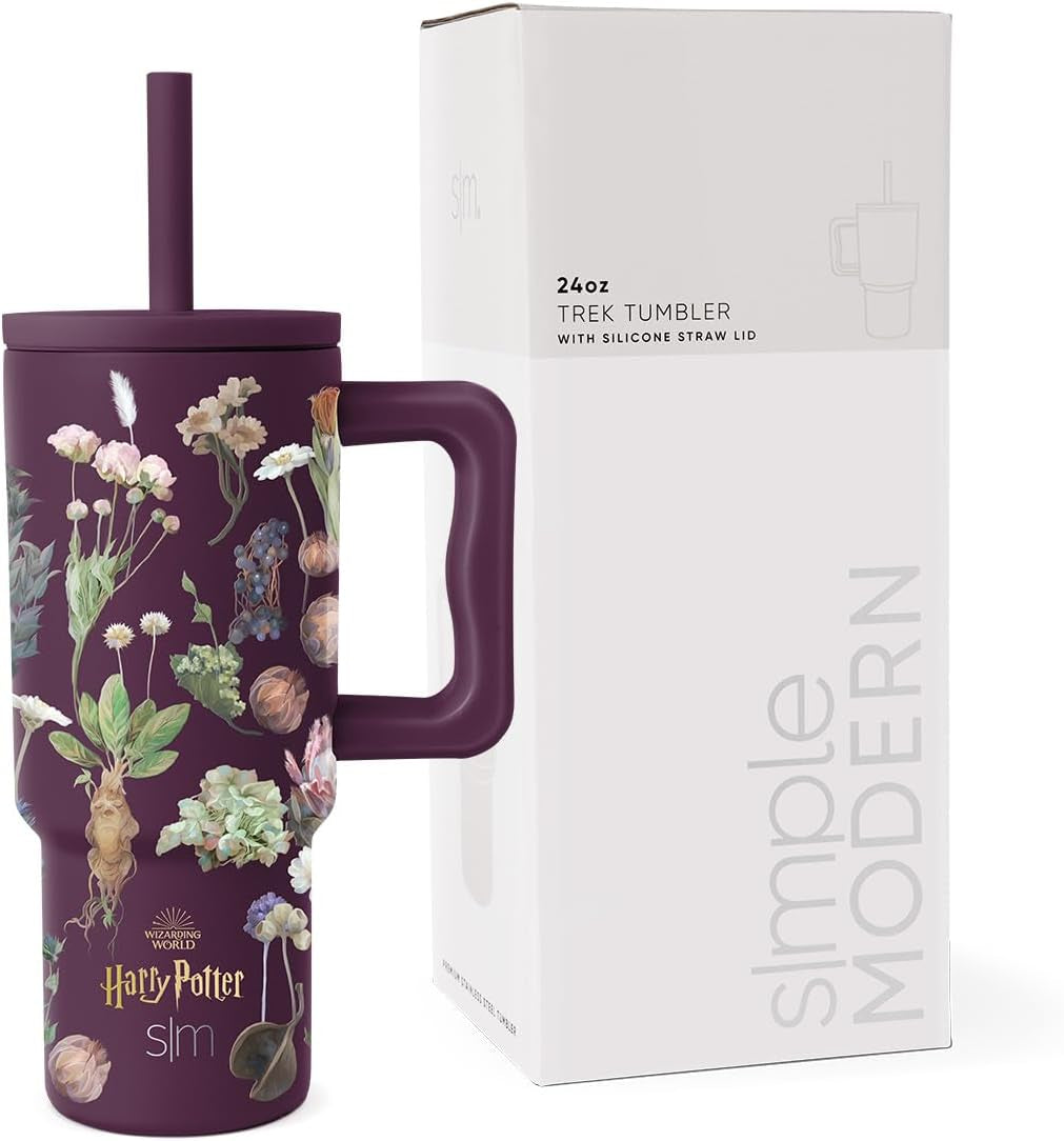 Simple Modern Harry Potter Kids 24 Oz Tumbler with Handle and Silicone Straw Lid | Spill Proof and Leak Resistant | Reusable Stainless Steel Bottle | Gift Kids Boys Girls | Trek Collection | Herbology