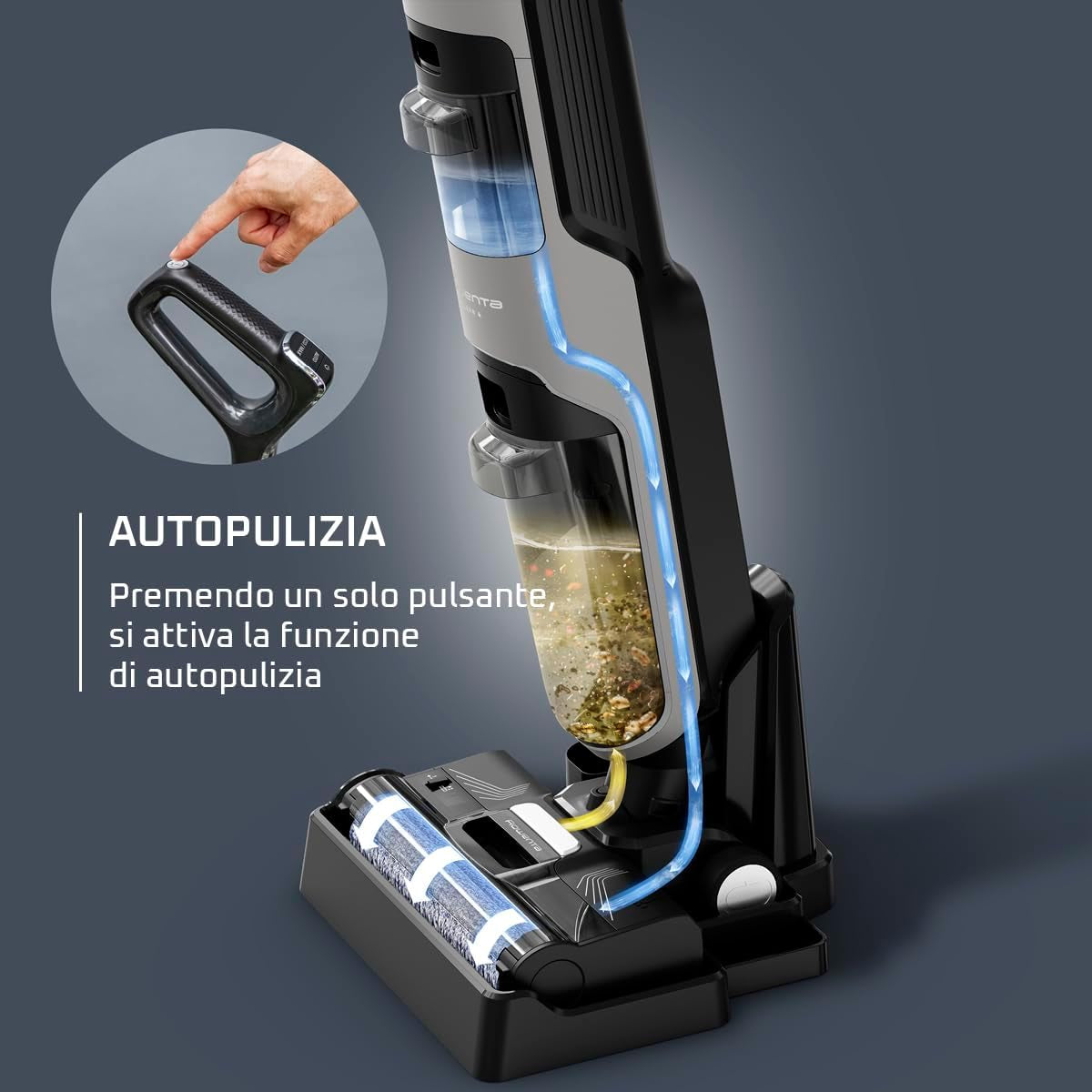 Rowenta X-Clean Cordless Floor Cleaner with Self-Propulsion and Automatic Dirt Detection Self-Cleaning System