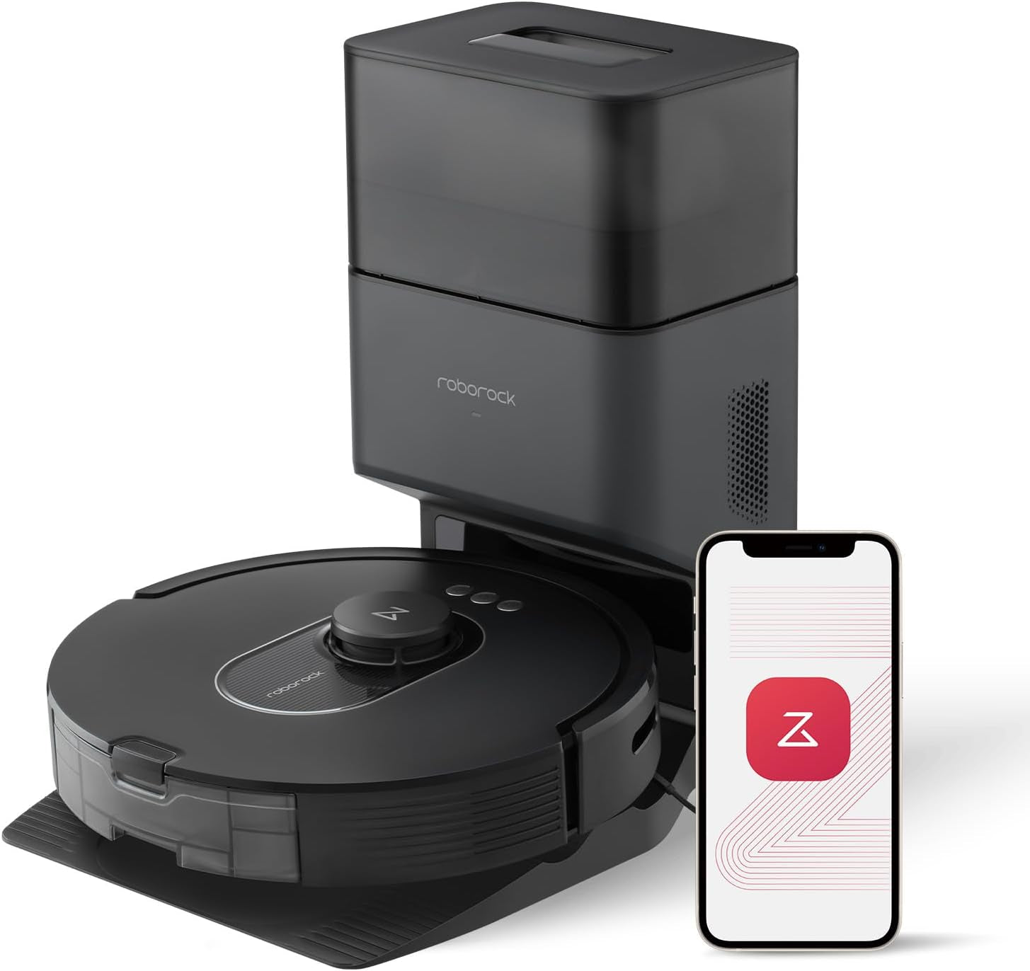 Roborock Q5 Max+ Robot Vacuum with Self-Empty Dock, Upgraded from Q5+, 5500 Pa Suction, Duoroller Brush, Hands-Free Cleaning for up to 7 Weeks, Precisense Lidar Navigation, App & Voice Control