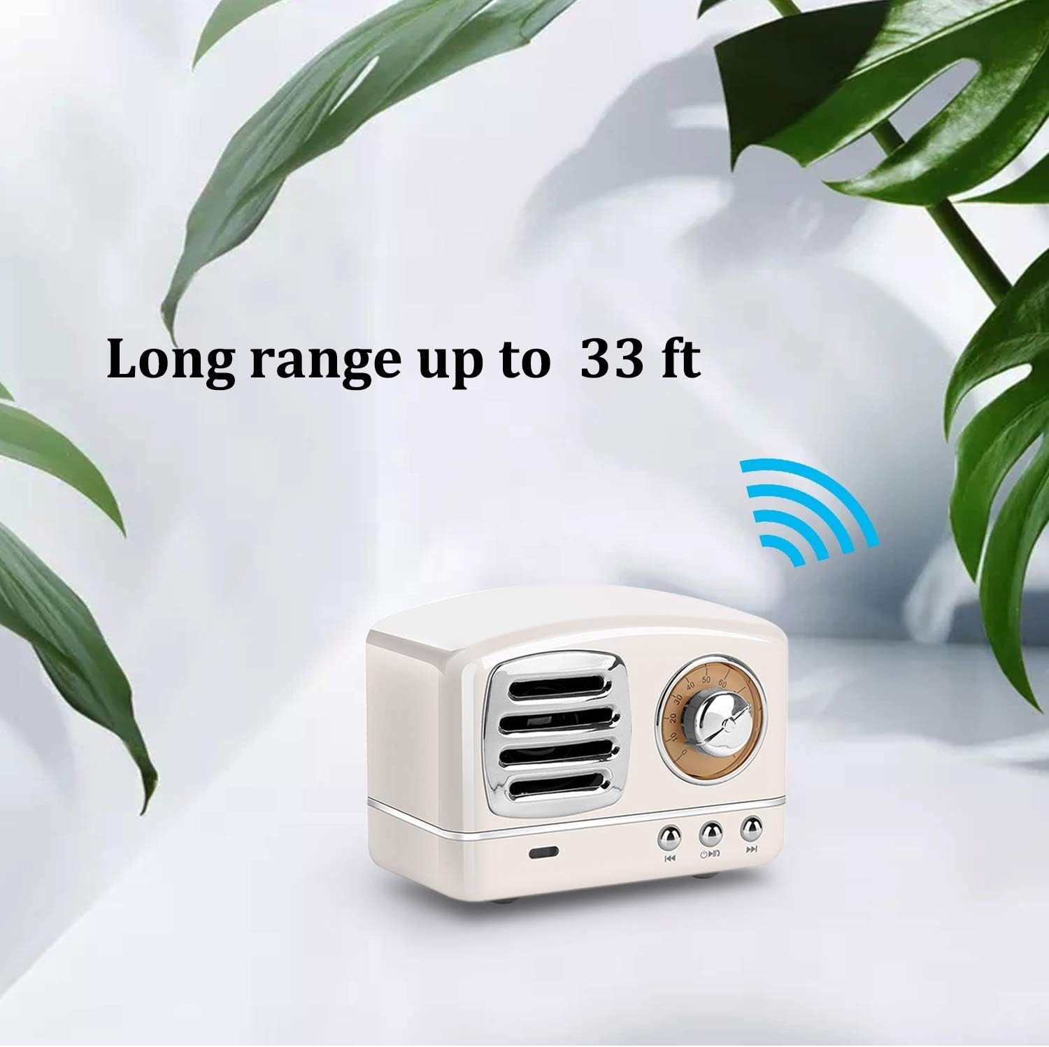 Dosmix Wireless Retro Speakers with Powerful Sound Alexa Support White