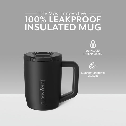 Brümate Müv - 15Oz 100% Leak Proof Insulated Coffee Mug with Handle & Lid - Stainless Steel Coffee Travel Mug - Double Walled Coffee Cup (Matte Black)