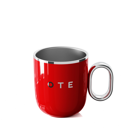 OTE Coffee Mug with Handle Double Wall Insulated Stainless Steel 220ml Red