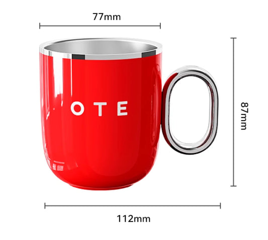 OTE Coffee Mug with Handle Double Wall Insulated Stainless Steel 220ml Red