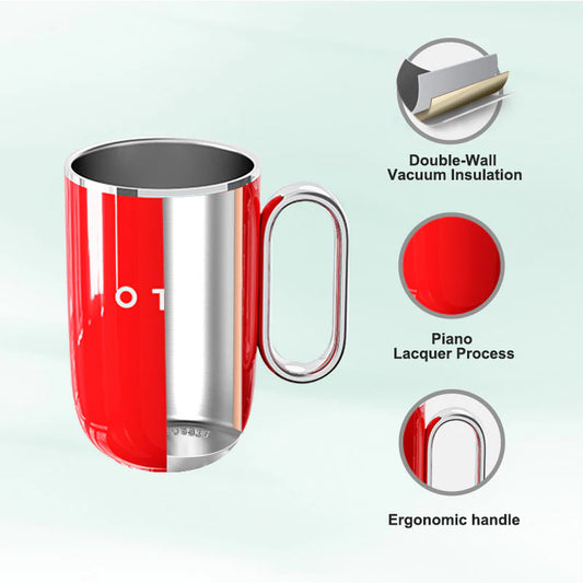 OTE Coffee Mug with Handle Double Wall Insulated Stainless Steel 220ml cream