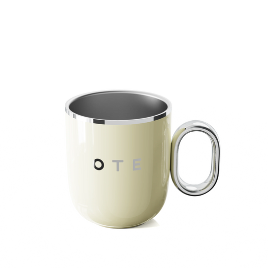 OTE Coffee Mug with Handle Double Wall Insulated Stainless Steel 220ml cream