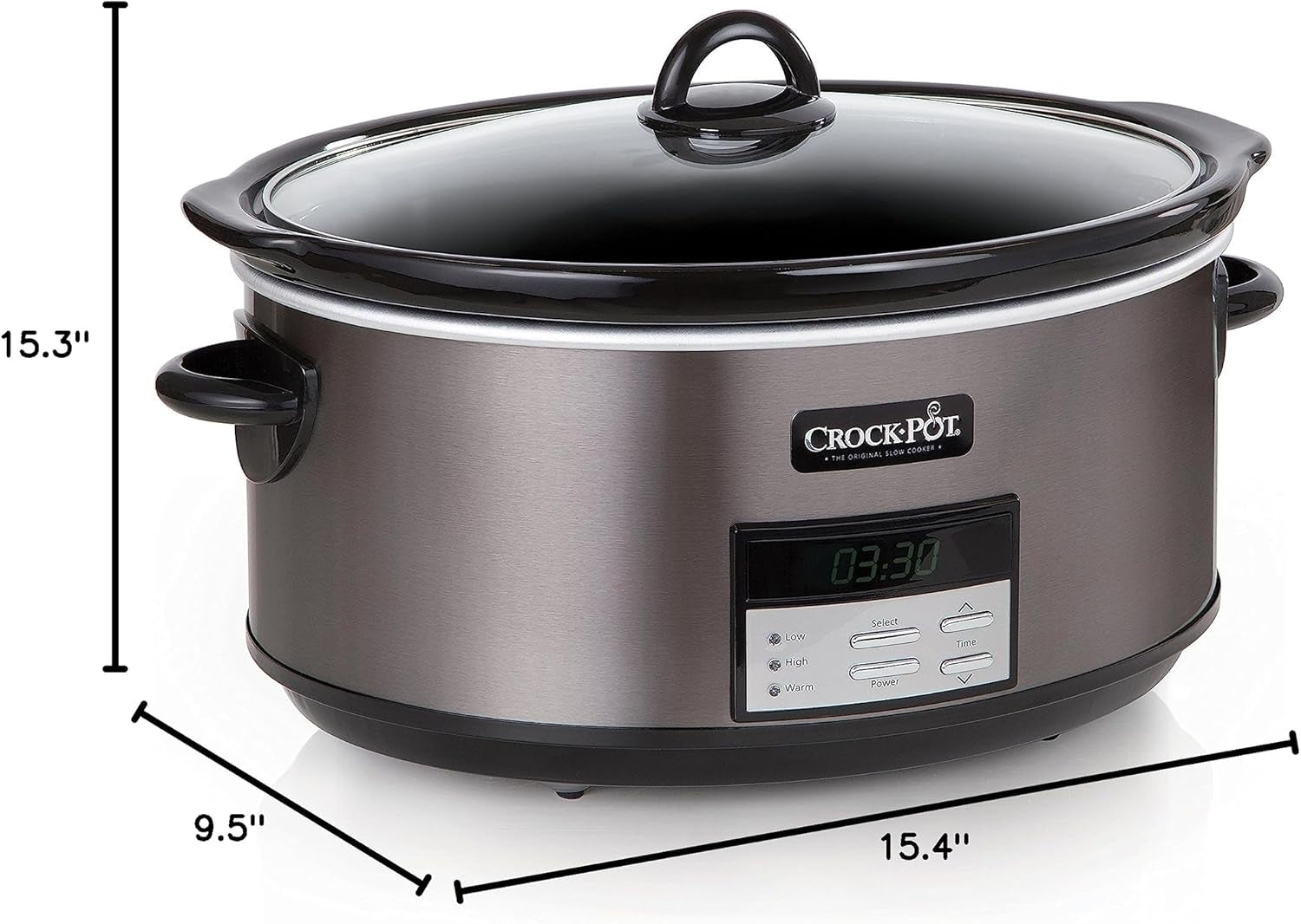 Crock-Pot Large 8-Quart Programmable Slow Cooker with Auto Warm Setting, Black Stainless Steel, Includes Cookbook (Pack of 1)