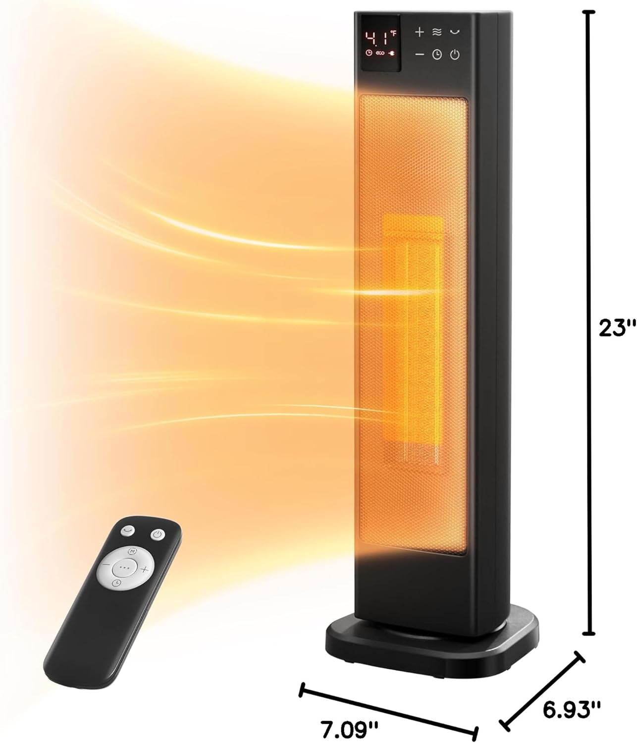 PELONIS Oscillating Ceramic Tower Indoor Space Heater for Home with Oscillation, Programmable Thermostat & ECO Mode, 12H Timer & Remote Control, Safety Protection, 23 Inches, 1500W, PHF15RSAPH23