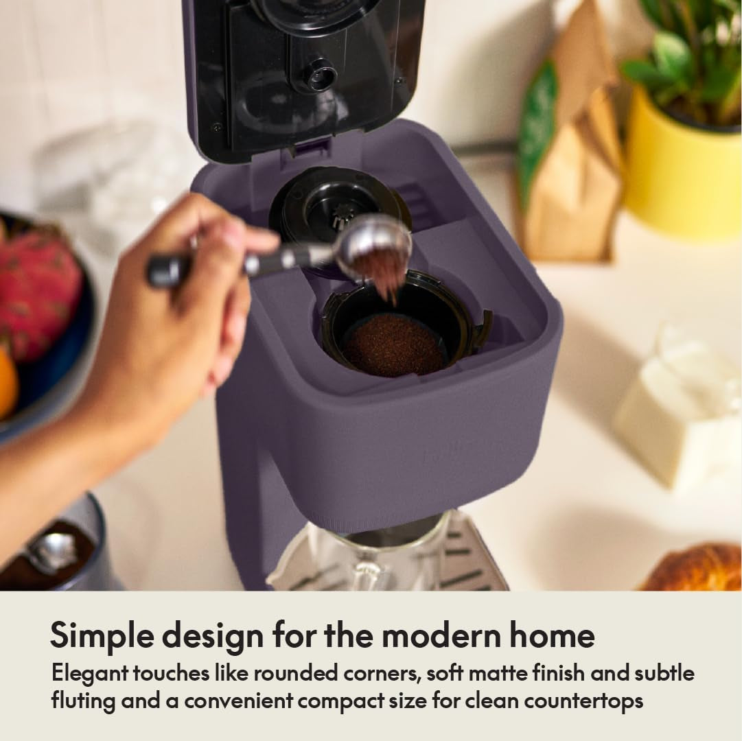 BELLA Single Serve Coffee Maker, K Cup & Coffee Ground Compatible with Removable, Adjustable Drip Tray, Auto Shutoff & Reusable Dishwasher Safe Accessories, Brews 6Oz to 14Oz, 1000 Watt, Plum