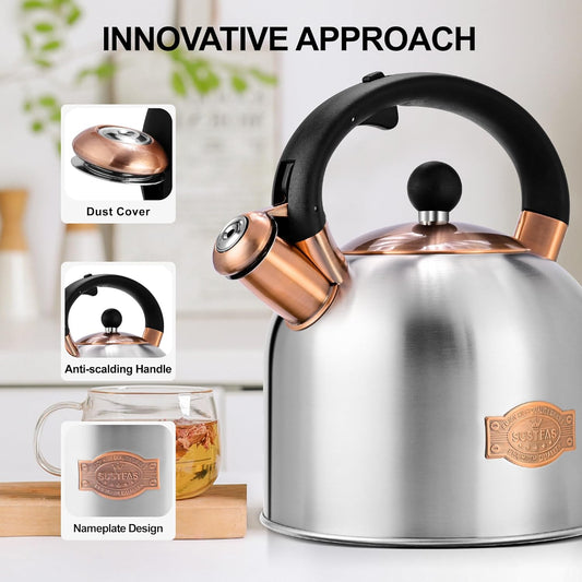 SUSTEAS Premium Stainless Steel Tea Kettle 3 Litter with Ergonomic Handle