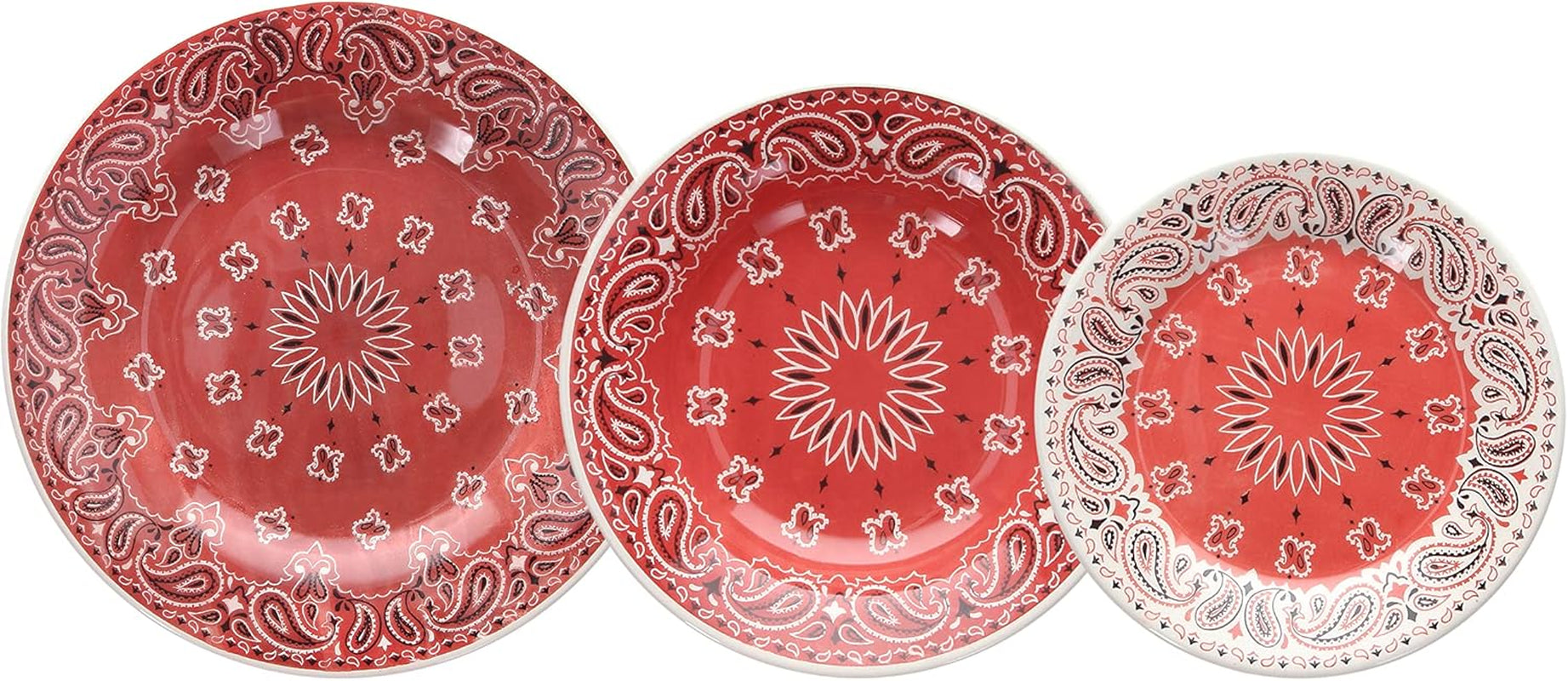 Tognana West, Servizio Piatti per 6 Persone, 18 Pezzi, Stoneware, Rosso