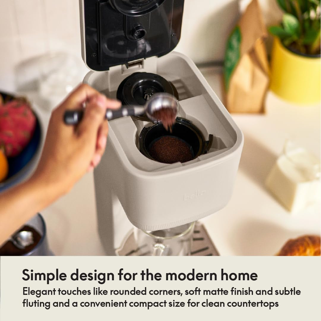 BELLA Single Serve Coffee Maker, K Cup & Coffee Ground Compatible with Removable, Adjustable Drip Tray, Auto Shutoff & Reusable Dishwasher Safe Accessories, Brews 6Oz to 14Oz, 1000 Watt, Oatmilk