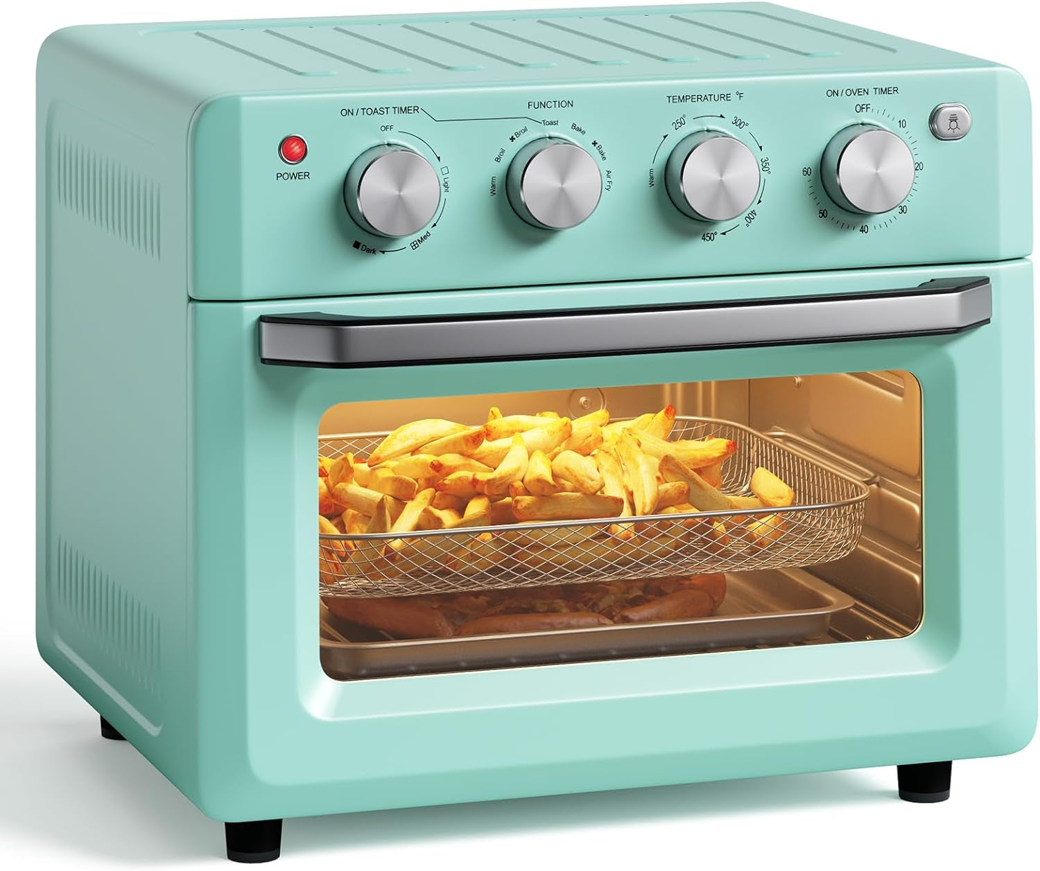 SIMOE Retro Oven & Air Fryer 19L 5 Accessories & Recipe Book Turquoise