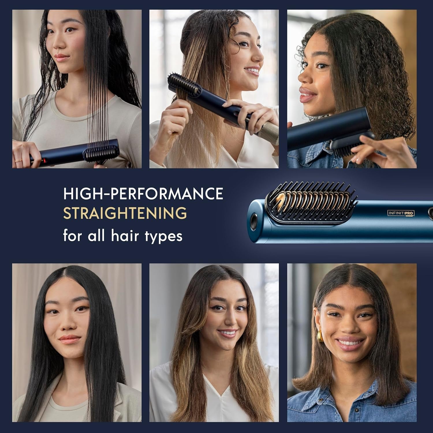 INFINITIPRO by CONAIR Digitalaire Hair Dryer | Drying Wand, Straightener, Styler, All in One | Powerful, Fast Blow Dryer with High Performance Straightening Brush, Volumizing Brush, and Styling Pick