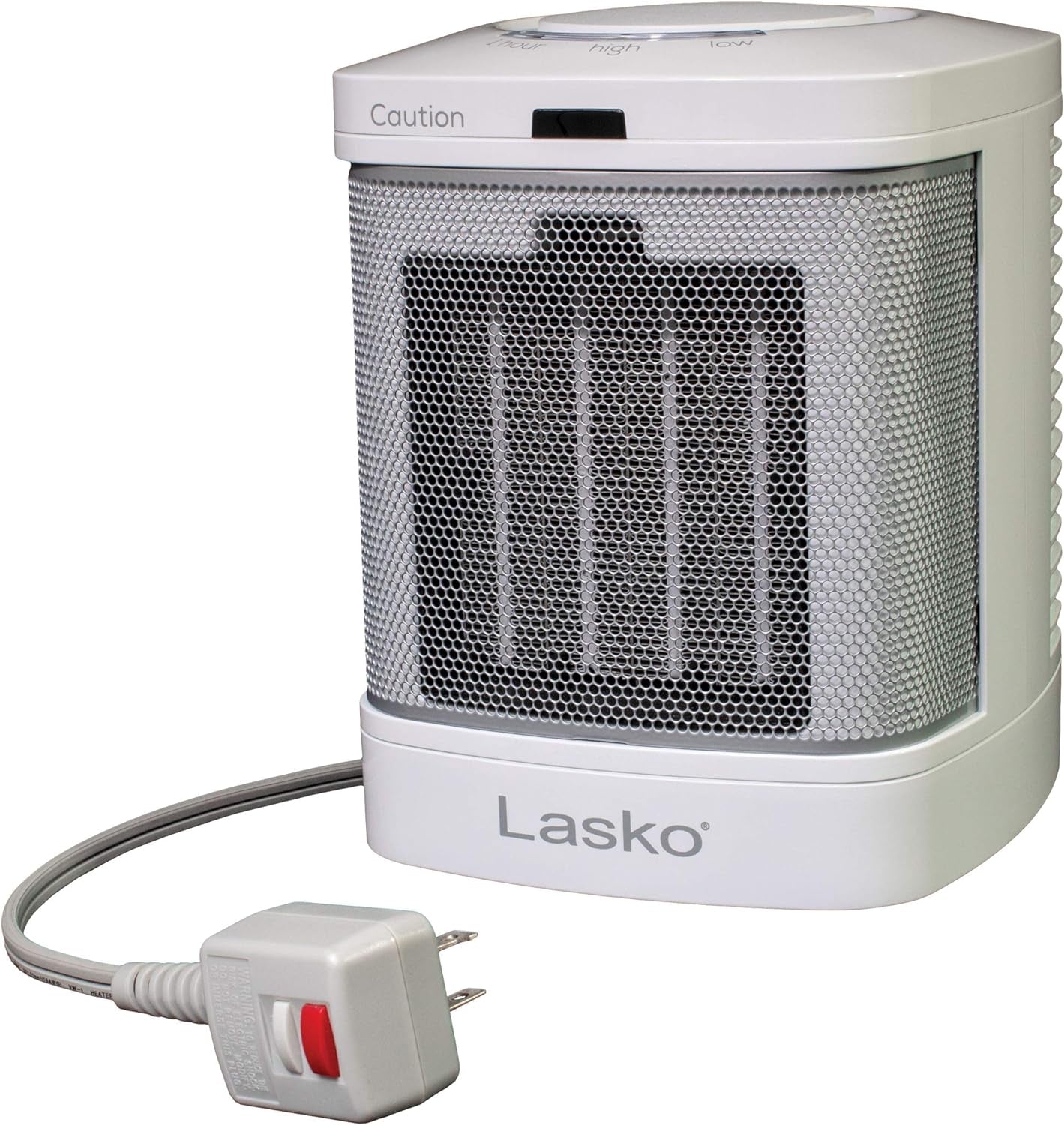 Lasko CD08200 Small Portable Ceramic Space Heater for Bathroom and Indoor Home Use, White, 6.25 X 6.25 X 7.65 Inches