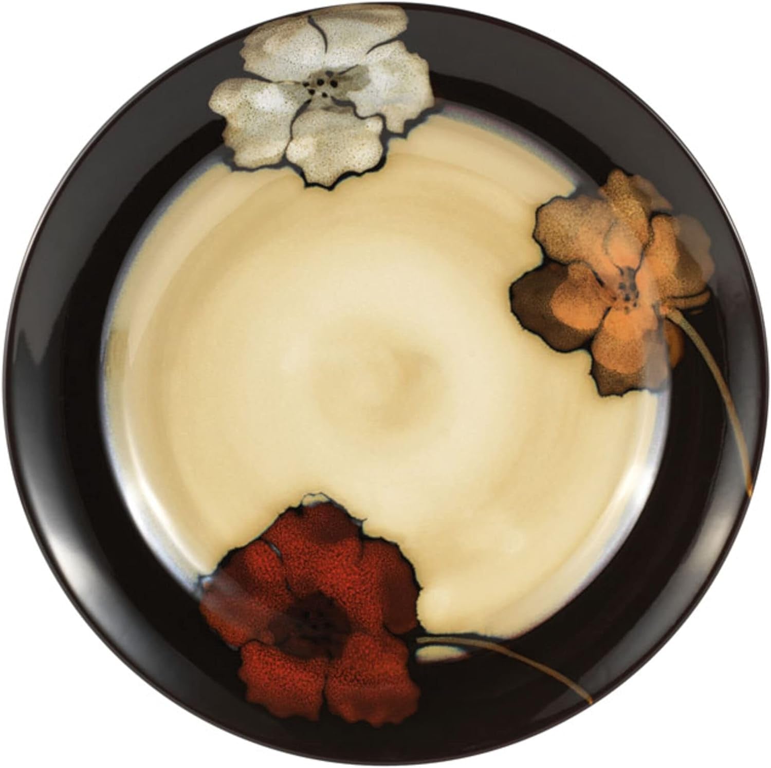 Pfaltzgraff Painted Poppies 16-Piece Stoneware Dinnerware Set, Service for 4, Tan/Assorted -