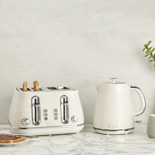 Haden Devon Bundle Set of Kettle & 4 Slice Toaster Cream