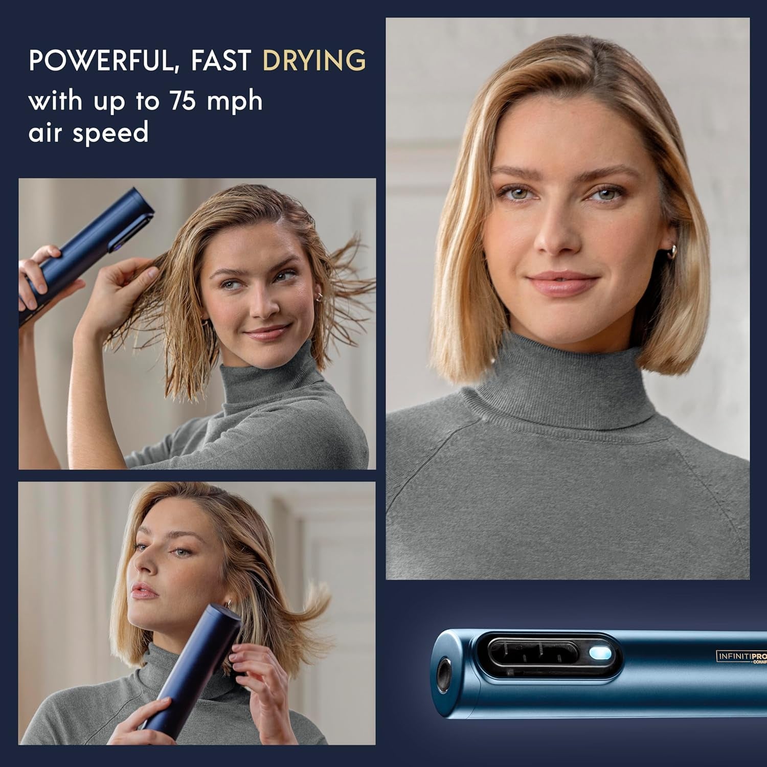 INFINITIPRO by CONAIR Digitalaire Hair Dryer | Drying Wand, Straightener, Styler, All in One | Powerful, Fast Blow Dryer with High Performance Straightening Brush, Volumizing Brush, and Styling Pick