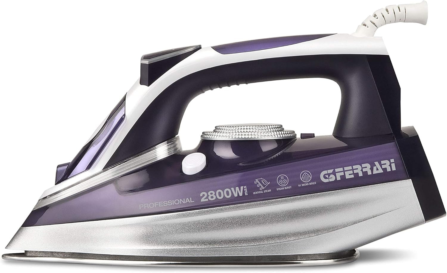 G3 Ferrari Steam Iron Stainless Steel Plate Self-Clean and Spray Function 2800W Purple