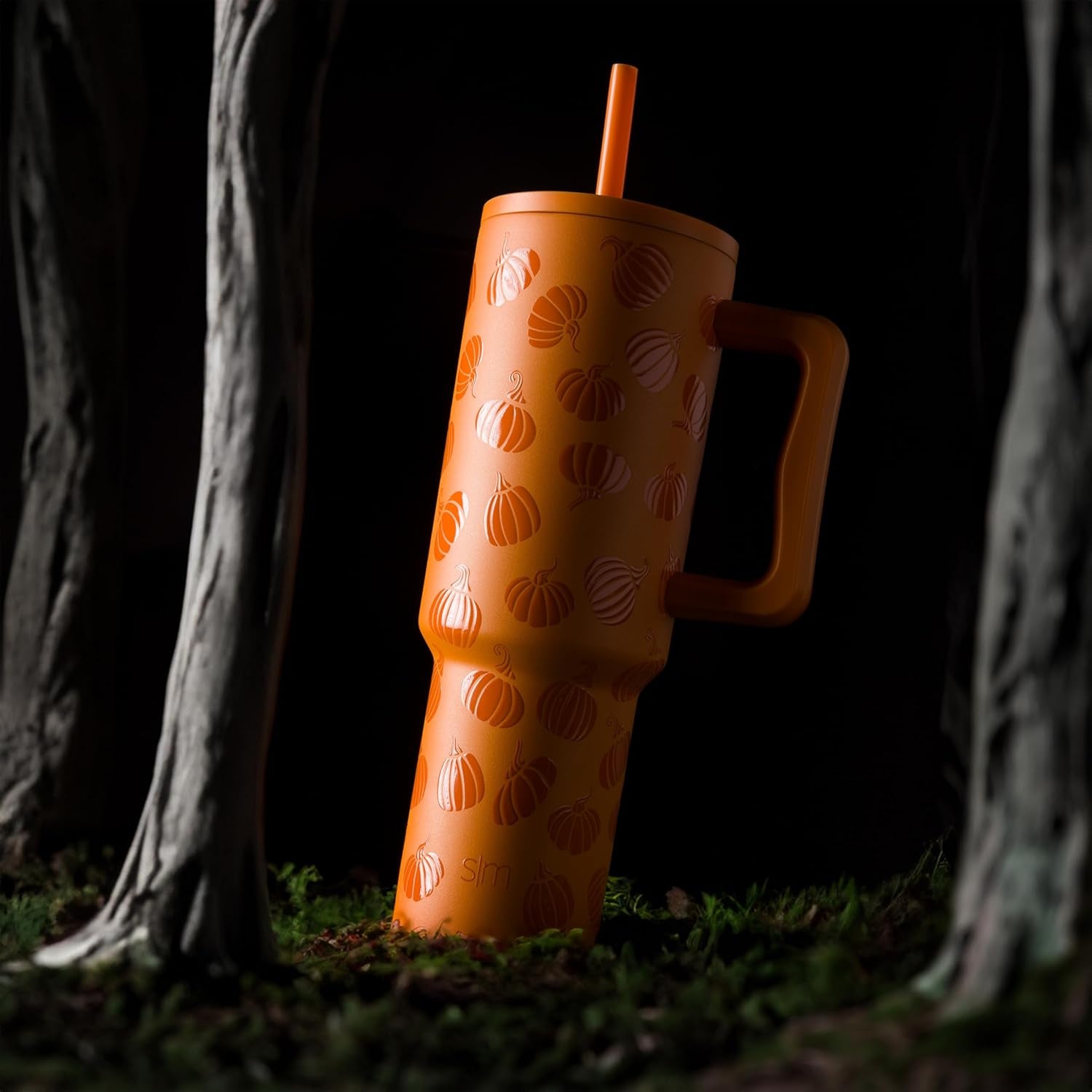 Simple Modern Halloween 40 Oz Tumbler with Handle and Straw Lid | Insulated Cup Stainless Steel Water Bottle Travel Mug Cupholder Use | Gifts for Women Him Her | Trek Collection | Orange Pumpkins