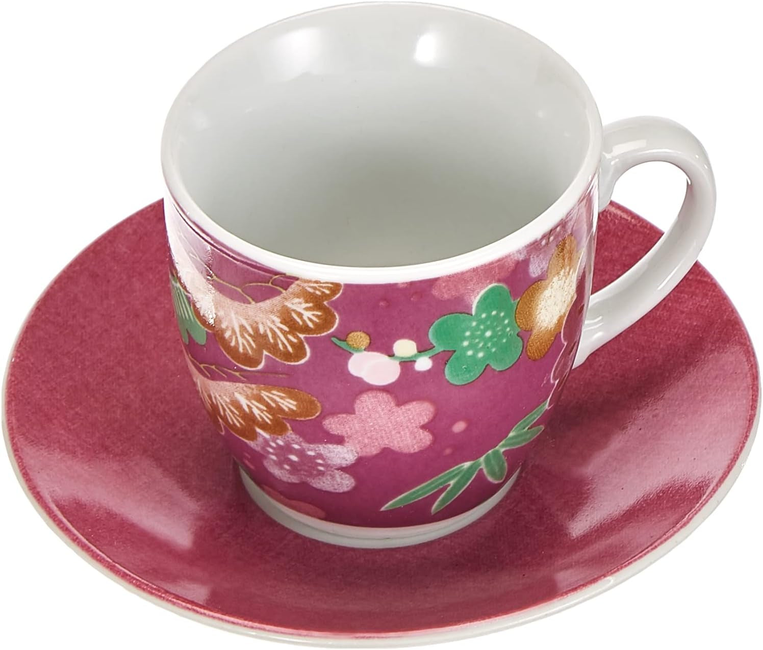 Excelsa Kimono Set 6 Tazzine Da Caffè Con Piattino, Porcellana, Multicolore