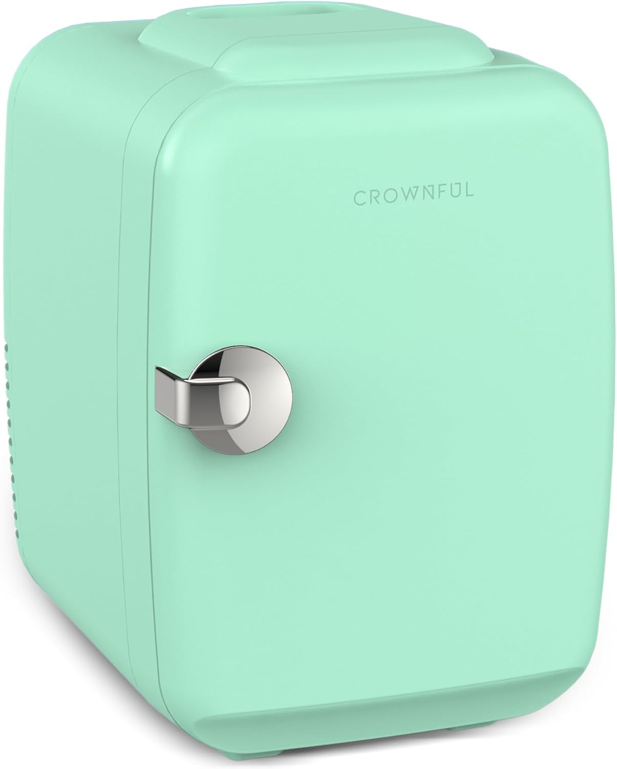 CROWNFUL Mini Fridge 4 Liter 6 Can Portable Cooler and Warmer Fridge for Skin Care & Cosmetics (Green)