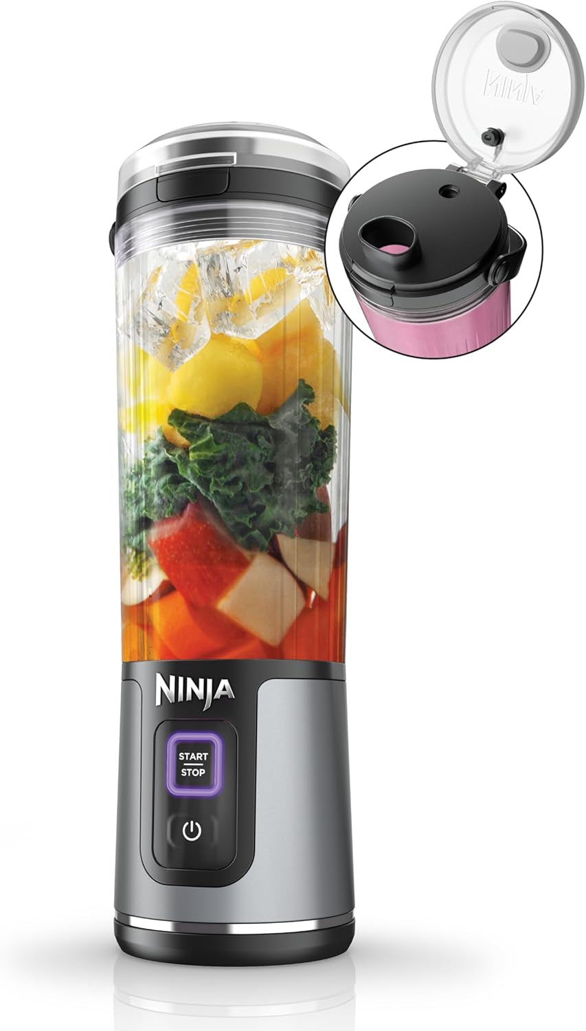 Ninja BC151BK Blast Portable Blender, Cordless, 18Oz. Vessel, Personal Blender-For Shakes & Smoothies, BPA Free, Leakproof-Lid & Sip Spout, USB-C Rechargeable, Dishwasher Safe Parts, Black