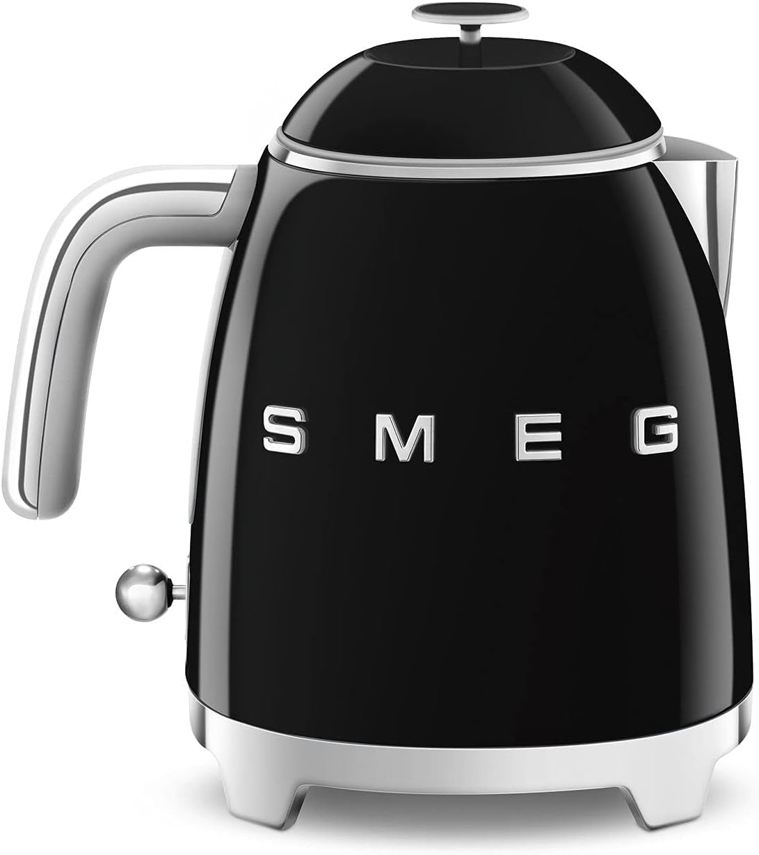 SMEG Mini 50'S Retro Style 3 Cup Electric Kettle with Double Wall anti Slip Base and Water Level Indicator (Black)