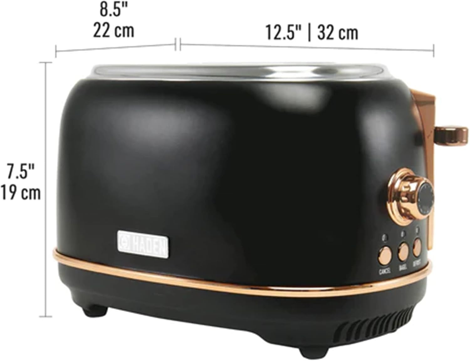 Haden Heritage 1.7 Liter Stainless Steel Electric Water Kettle Bundled with 2 Slice Wide Slot Stainless Steel Toaster, Black & Copper