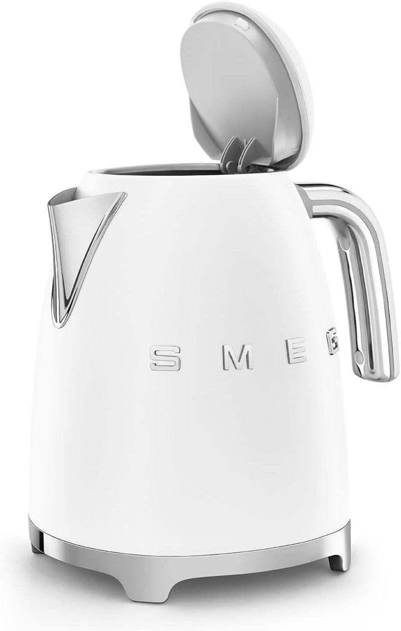 SMEG 50'S Retro Style Electric Water Kettle with Automatic Shutoff, Removable Base, and Water Indicator, KLF03WHUS, White