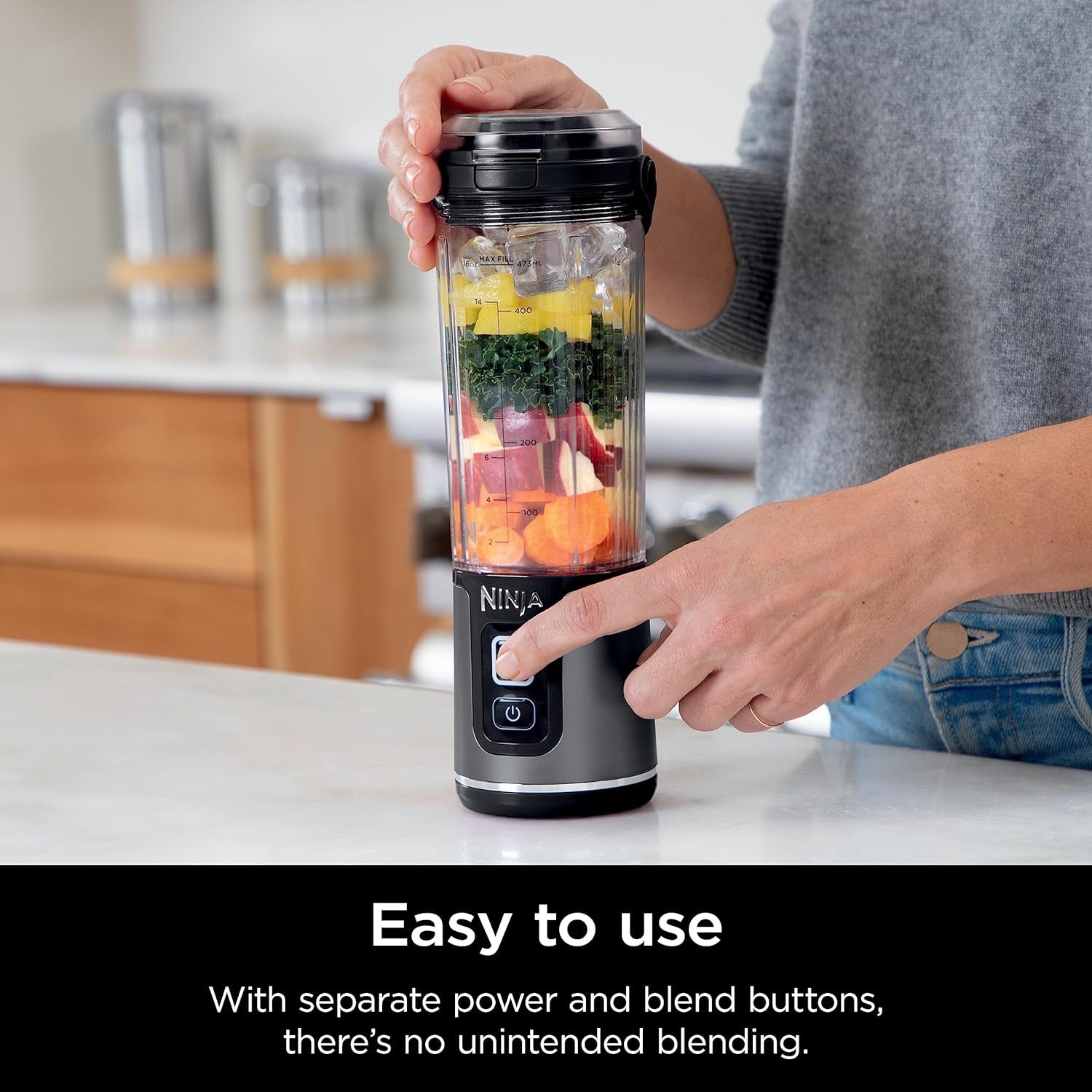 Ninja BC151BK Blast Portable Blender, Cordless, 18Oz. Vessel, Personal Blender-For Shakes & Smoothies, BPA Free, Leakproof-Lid & Sip Spout, USB-C Rechargeable, Dishwasher Safe Parts, Black