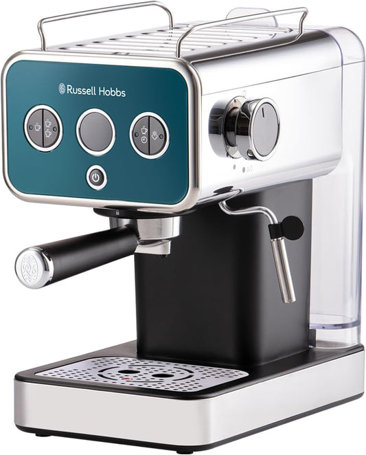 Espresso Machine, 15 Bar Pump Pressure + Milk Frother Steam Wand, Latte & Cappuccino, Detachable Water Tank, ESE Pods,Cup Warmer, Ocean Blue Stainless Steel 26451