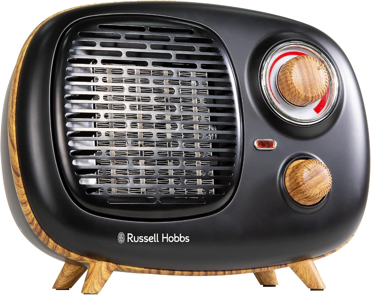 Russell Hobbs Retro Portable Ceramic Electric Heater 2 Heat Settings 1500W Black