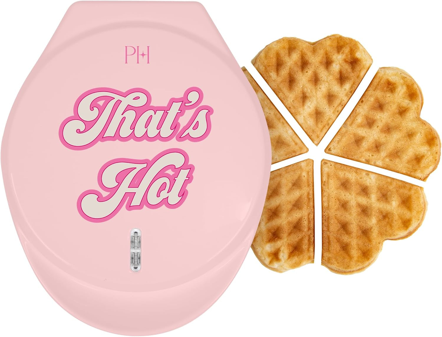 Paris Hilton Heart Waffle Maker, Makes 5 Mini Heart Shaped Waffles or 1 Individual Waffle, Easy to Clean 6" Nonstick Plates, Made without PFAS or PFOA, Electric Waffle Iron, Pink