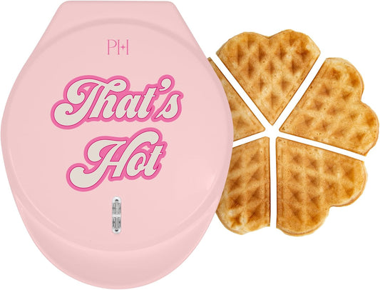 Paris Hilton Heart Waffle Maker, Makes 5 Mini Heart Shaped Waffles or 1 Individual Waffle, Easy to Clean 6" Nonstick Plates, Made without PFAS or PFOA, Electric Waffle Iron, Pink