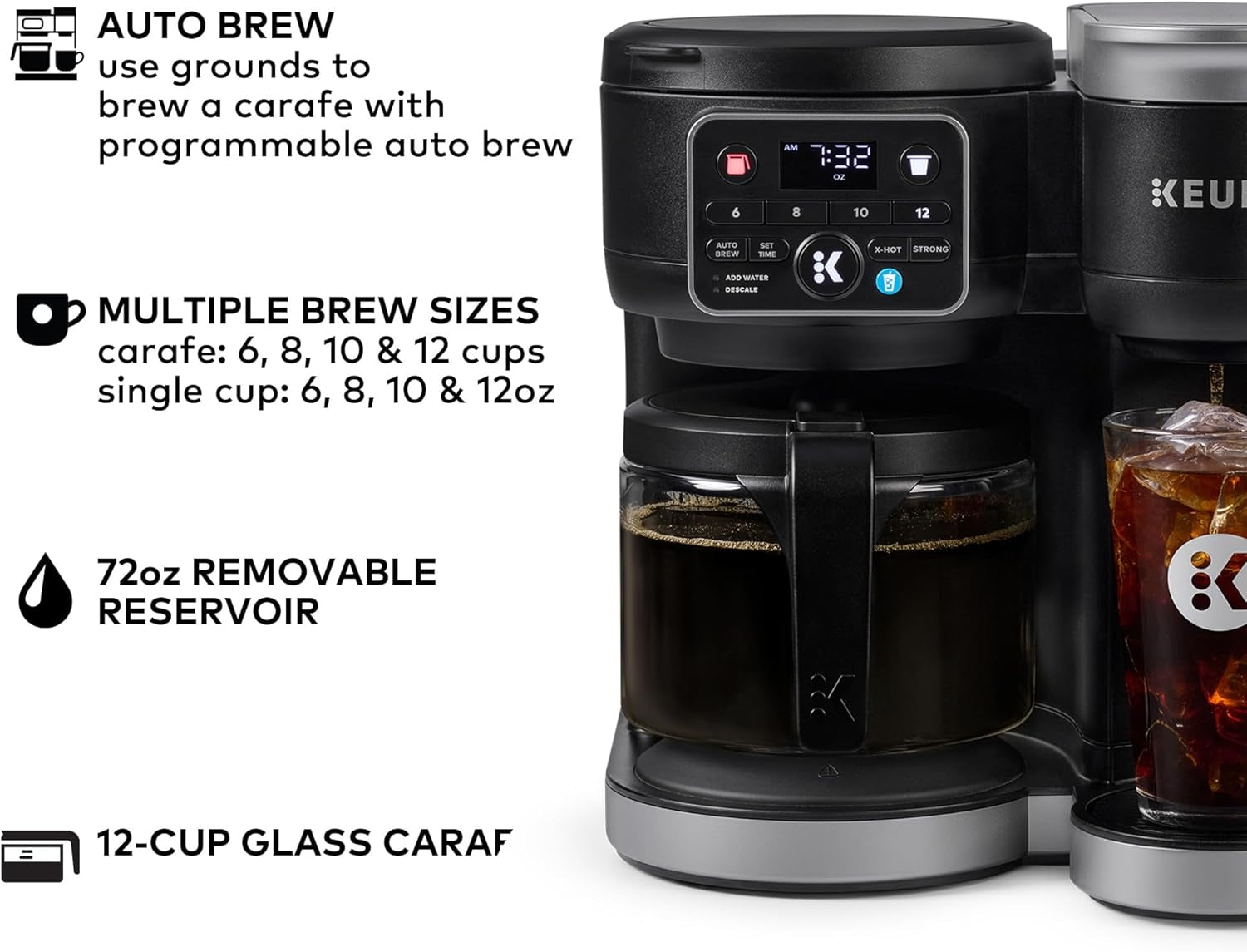 Keurig K-Duo Hot & Iced Single Serve & Carafe Coffee Maker, Multistream Technology, 72Oz Reservoir (Gen 2)