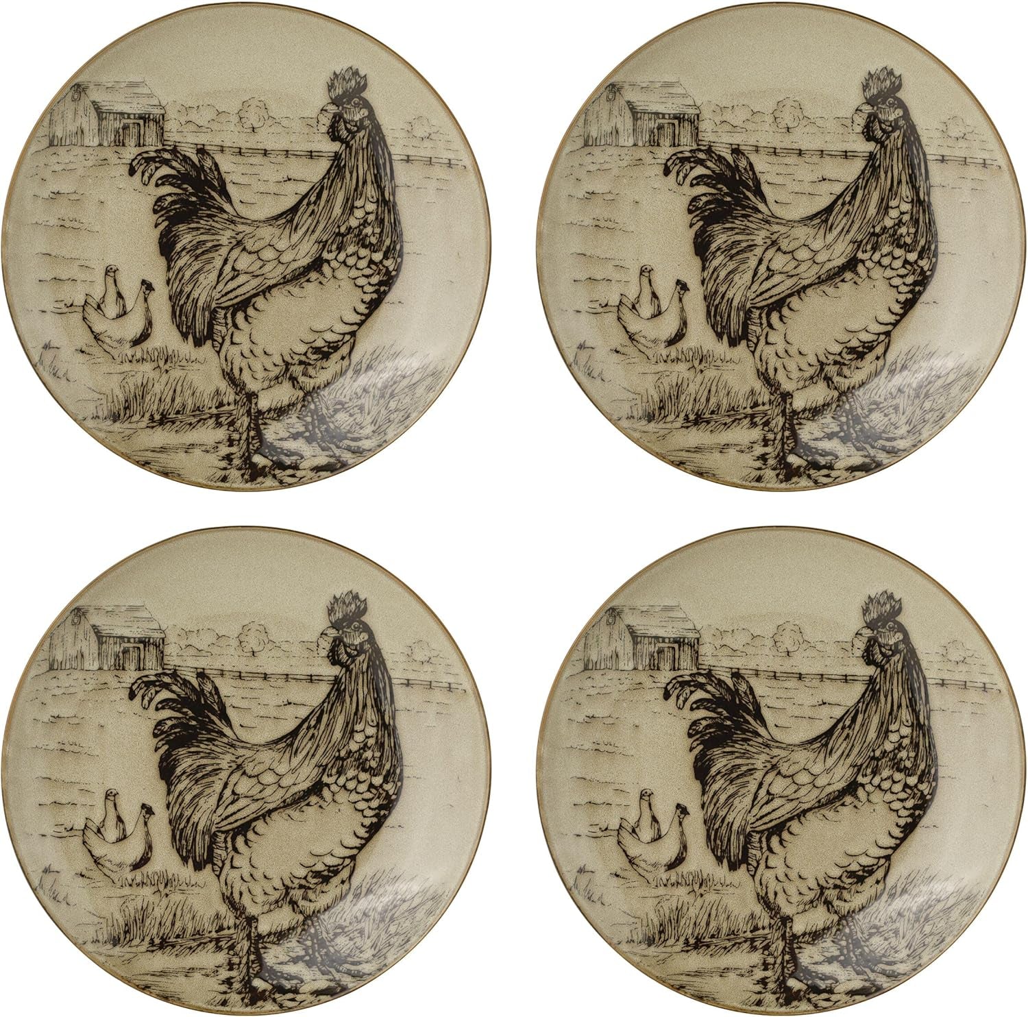 Pfaltzgraff Homespun Rooster 16-Piece Dinnerware Set, Service for 4 Brown