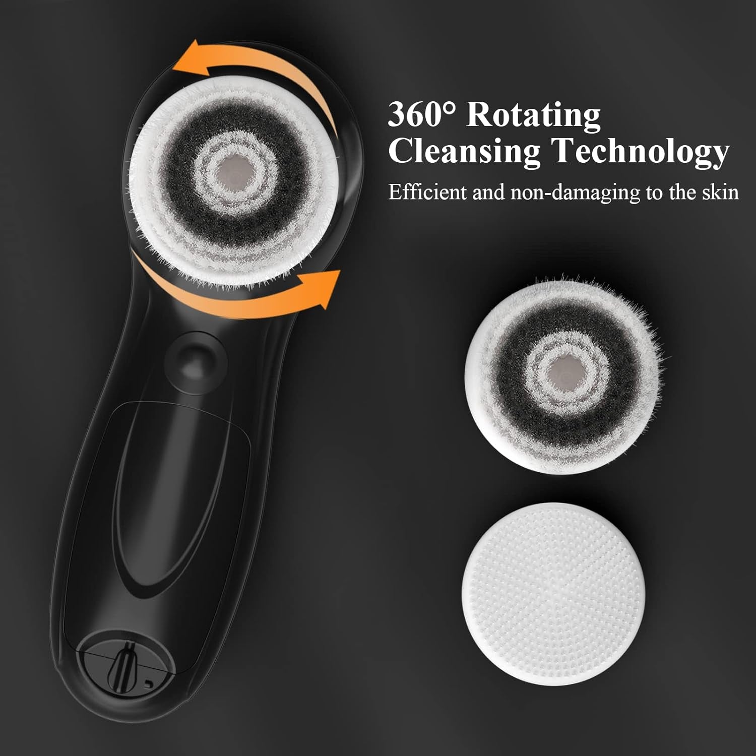 Touchbeauty Facial Cleansing Brush with Advanced PBT Bristles Spin Brush & Stand | Dual Speed Waterproof