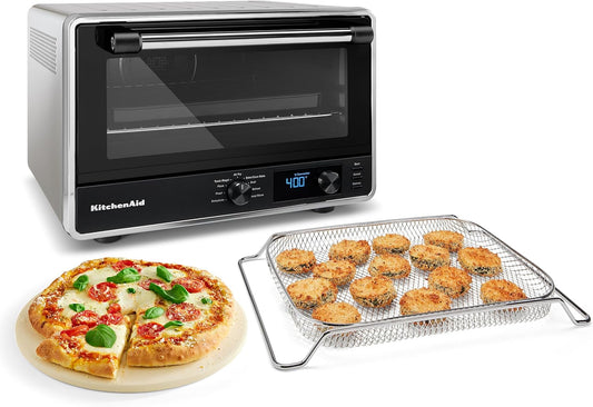 Kitchenaid Digital Countertop Oven with Air Fry & Pizza Stone, KCO128CU, Contour Silver