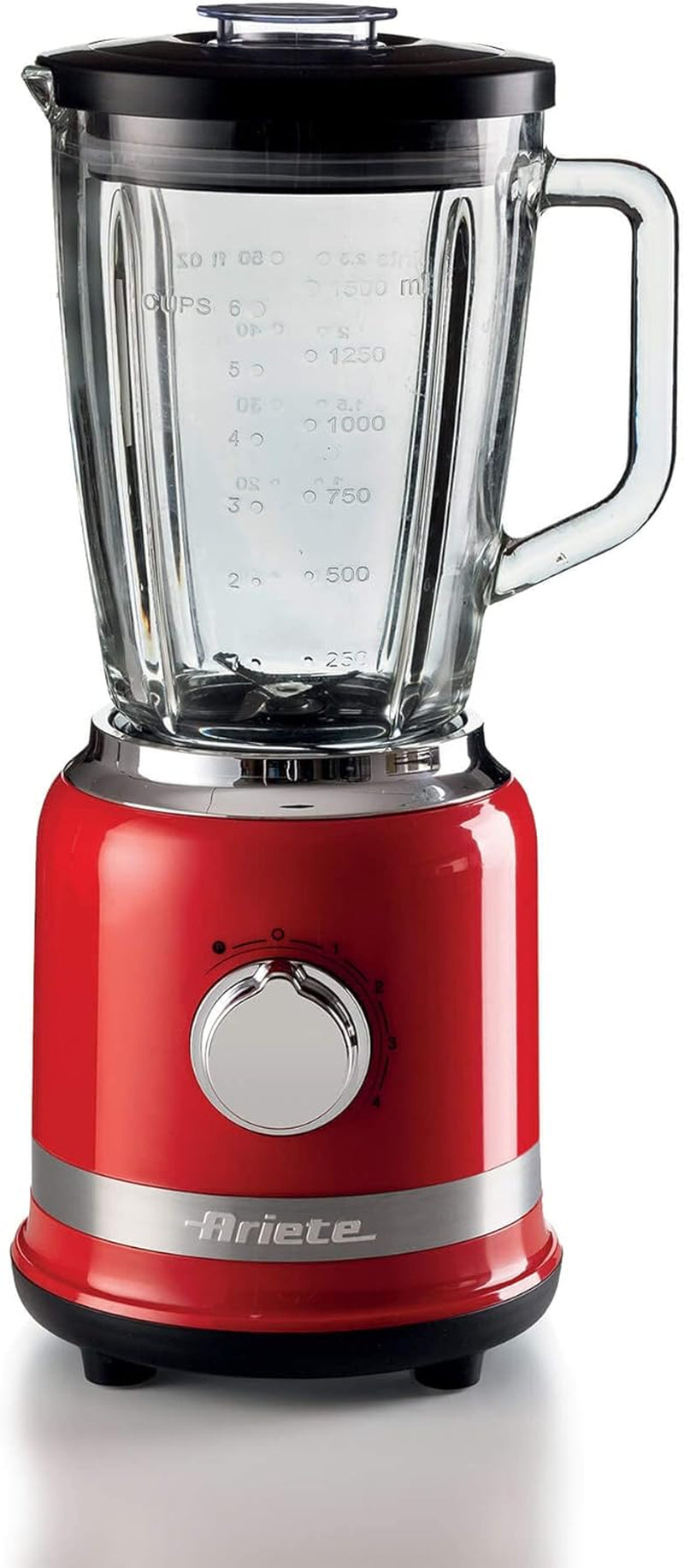 Ariete 585 Frullatore Moderna Rosso - 1000 W - Capacità Tazza Vetro 1,5 L - 4 Velocità - 4 Lame