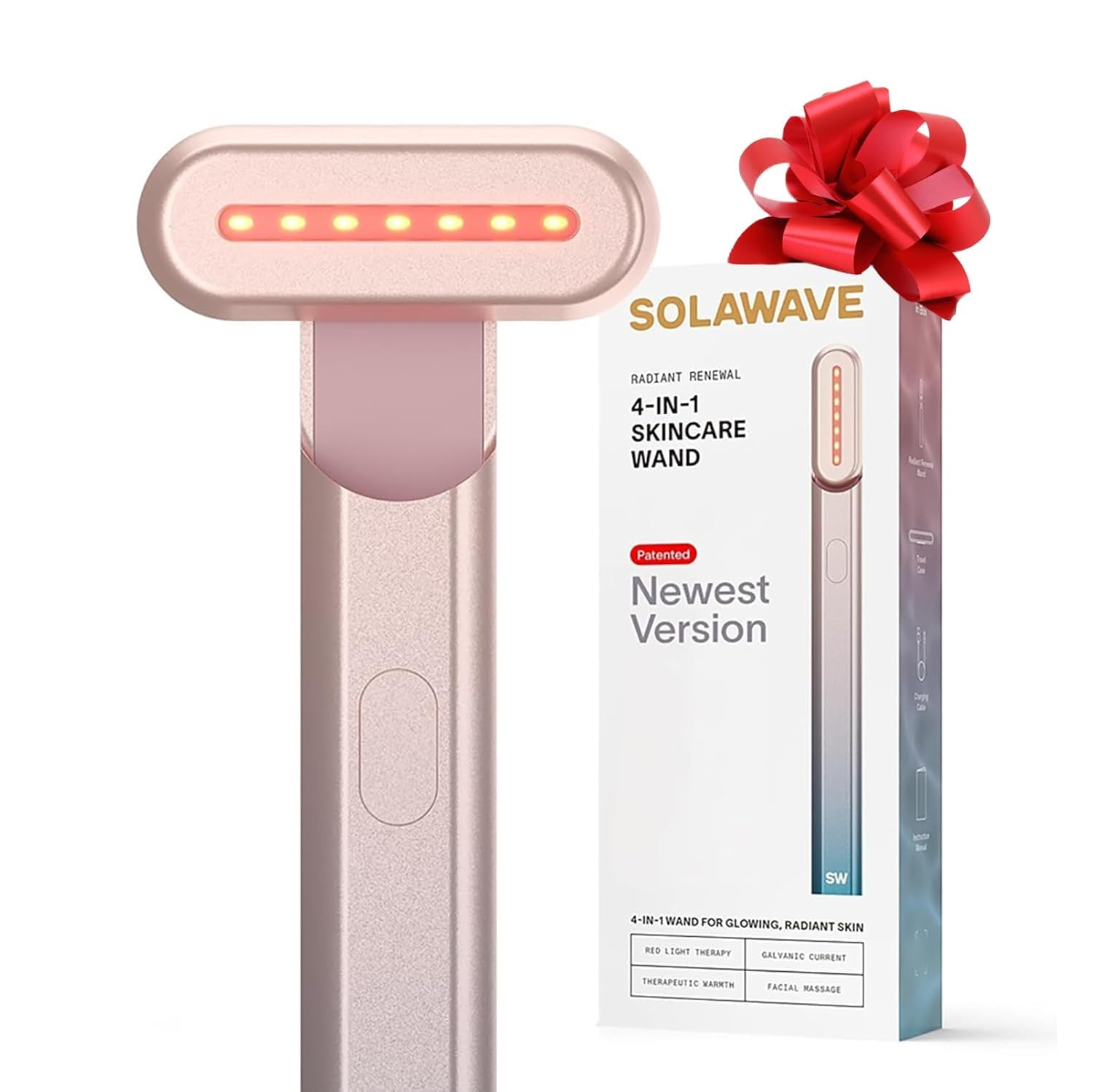 Solawave 4-In-1 Radiant Renewal Facial Wand | Red Light Therapy for Face and Neck| Anti-Aging Wrinkle Reduction