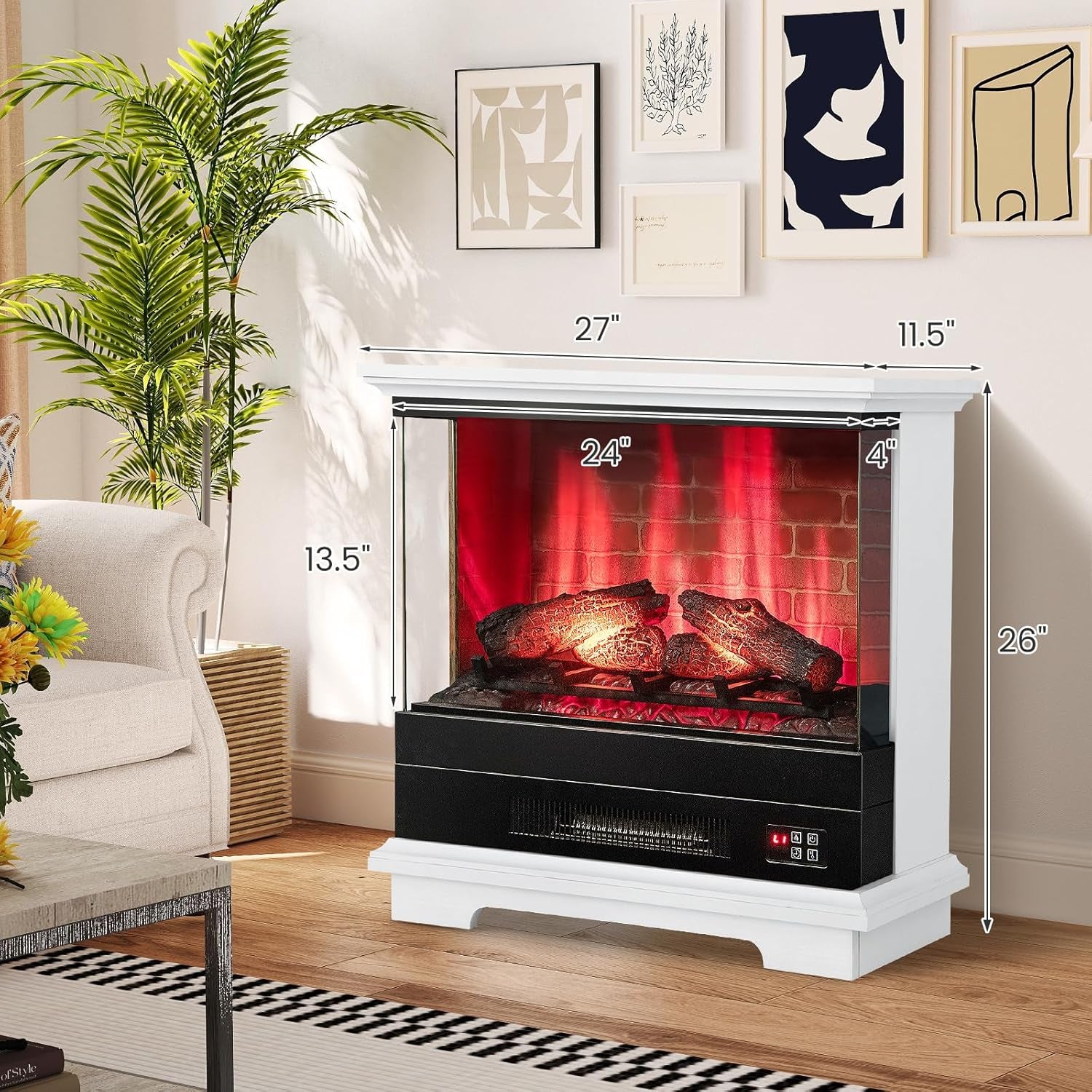 SIMOE Electric Fireplace 3D Flame & 7 Flame Colors Overheat Protection & Remote Control & Timer